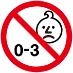 禁止標(biāo)志，標(biāo)有0-3和兒童頭像，表示磁鋼不適合低齡兒童使用